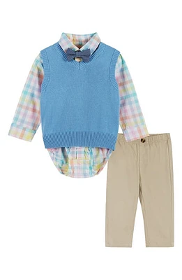 Andy & Evan Plaid Shirt, Bow Tie, Vest Pants Set Blue at Nordstrom,