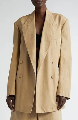 Dries Van Noten Bliss Oversize Double Breasted Blazer Beige at Nordstrom,