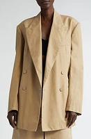 Dries Van Noten Bliss Oversize Double Breasted Blazer Beige at Nordstrom,