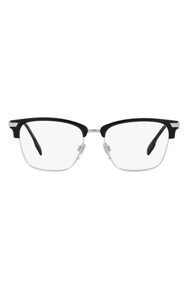 burberry Pearce 53mm Square Optical Glasses in Black/Silver at Nordstrom