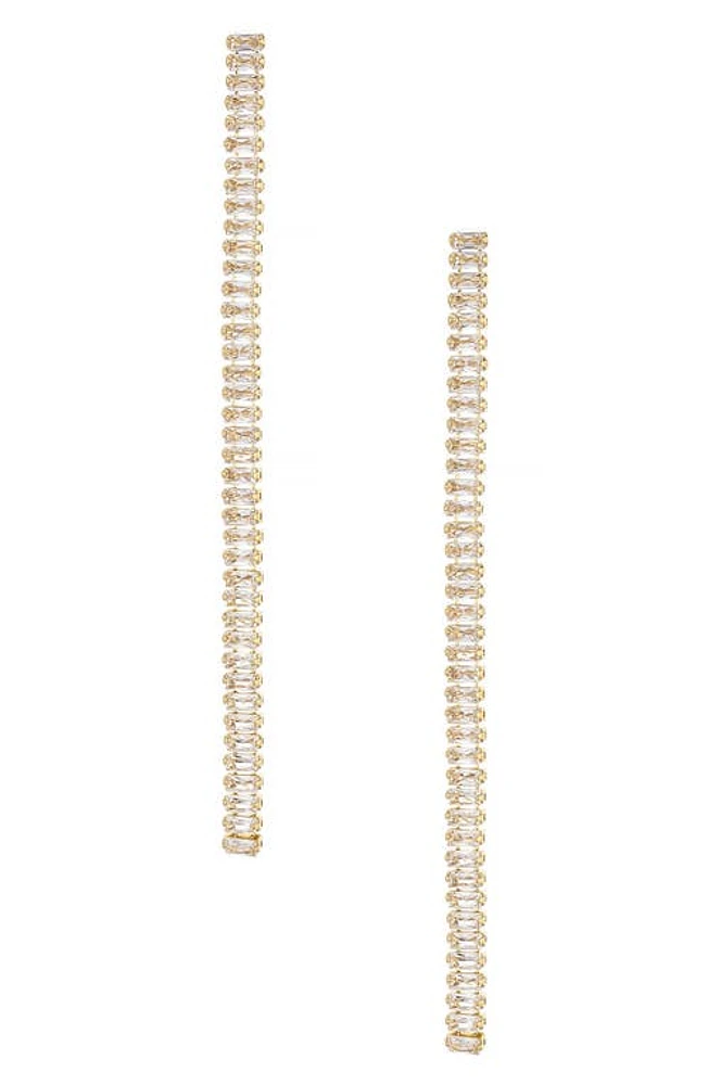 Ettika Baguette Cubic Zirconia Linear Drop Earrings in Gold at Nordstrom