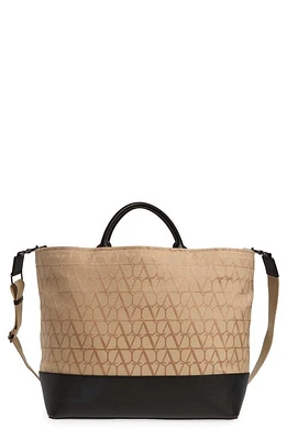 Valentino Garavani Toile Iconographe Canvas & Leather Tote in Chinos/Nero at Nordstrom