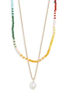 BP. Imitation Pearl Pendant Layered Necklace in Bright Multi- Gold at Nordstrom