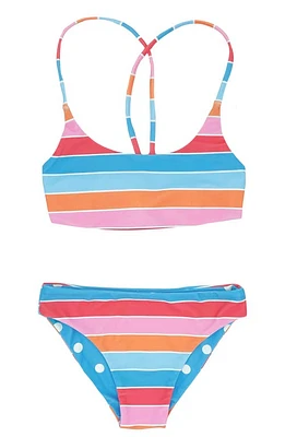 Feather 4 Arrow Kids' Waverly Stripe Reversible Two-Piece Swimsuit Multi at Nordstrom,