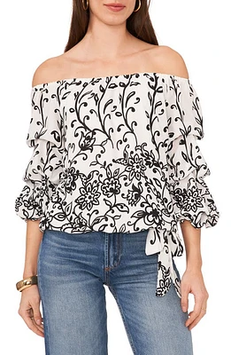 Vince Camuto Off the Shoulder Balloon Sleeve Top Rich Black at Nordstrom,