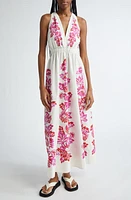 FARM Rio Flowerful Birds Plunge Cotton Sundress Off-White at Nordstrom,