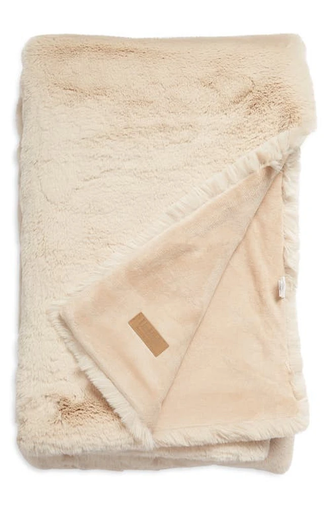 UnHide The Marshmallow 2.0 Medium Faux Fur Throw Blanket in Beige Bear at Nordstrom