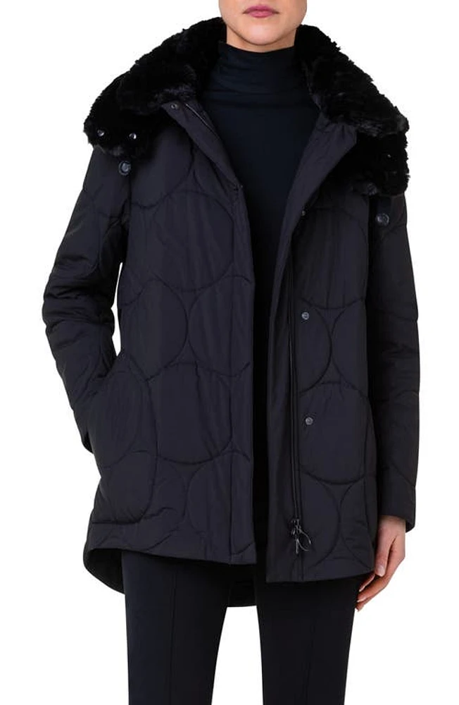 Akris punto Parker Dot Quilted Coat in Black at Nordstrom, Size 10