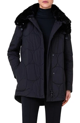 Akris punto Parker Dot Quilted Coat in Black at Nordstrom, Size 10