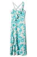 MANGO Print Sleeve Ruffle Maxi Dress Ecru at Nordstrom,