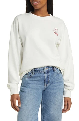 GOLDEN HOUR Cherry Bow Cotton Blend Graphic Sweatshirt in Washed Marshmallow at Nordstrom, Size Large