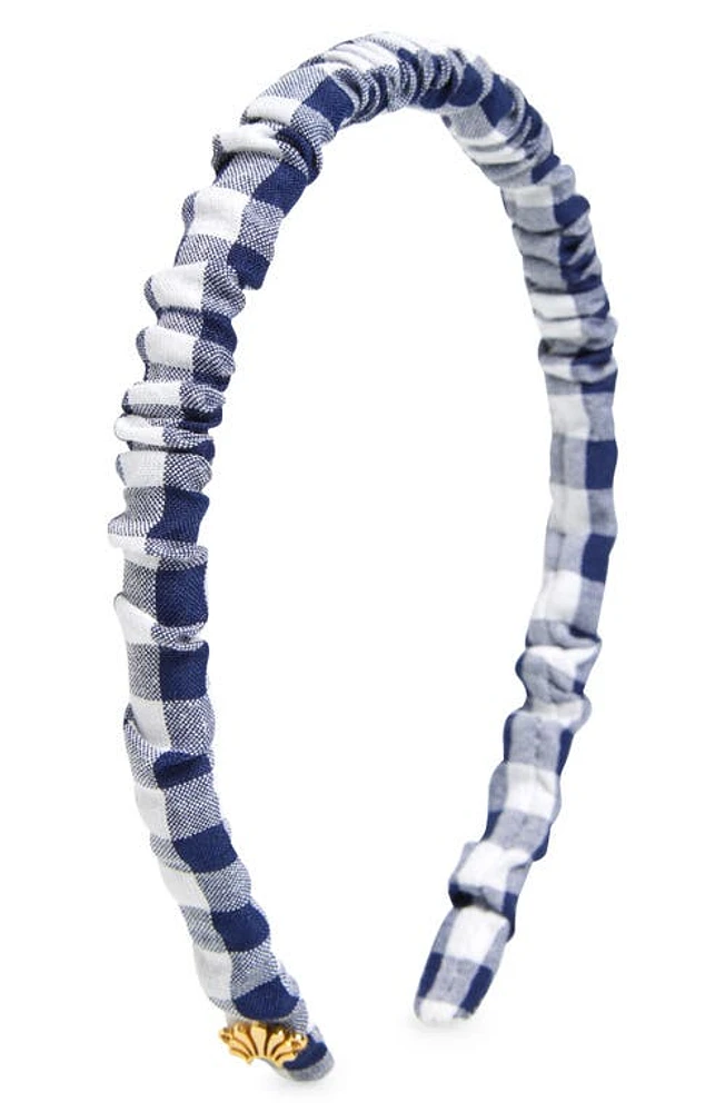 Lele Sadoughi Jessie Cotton Gingham Headband in Navy at Nordstrom