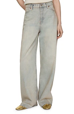 MANGO Raw Hem High Waist Wide Leg Jeans Light Vintage Blue at Nordstrom,