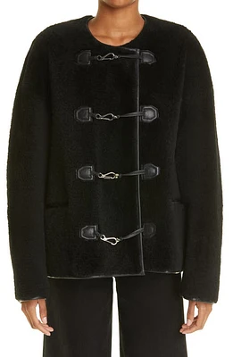 TOTEME Teddy Genuine Shearling Jacket Black at Nordstrom,