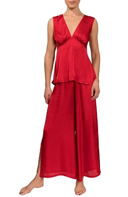 Everyday Ritual Wide Leg Satin Pajamas Rouge at Nordstrom,