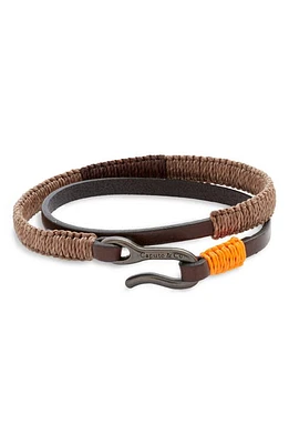 Caputo & Co. Men's Hand-Knotted Leather Double Wrap Bracelet in Brown Stripe at Nordstrom