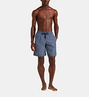 Vilebrequin Men's Net Sharks Longer Length Board Shorts in Bleu Marine at Nordstrom