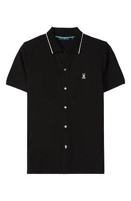 Psycho Bunny Bowie Fine Piqué Knit Polo Black at Nordstrom,