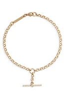 Zoë Chicco Princess Diamond Bar Faux Toggle Rolo Bracelet in 14K Yellow Gold at Nordstrom, Size 6.5