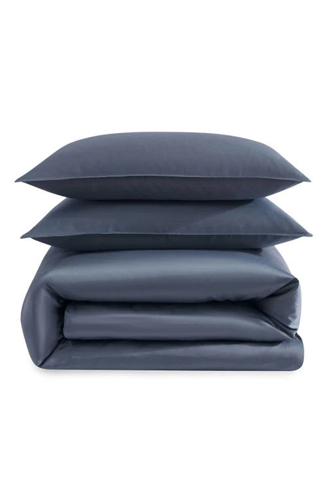 Calvin Klein Organic Earth Cotton Sateen Duvet Cover & Shams Set in Dark Blue at Nordstrom