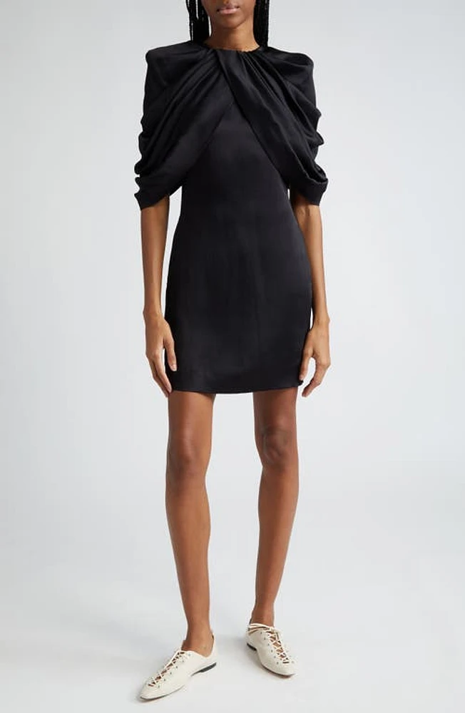 Stella McCartney Draped Satin Minidress 1000 - Black at Nordstrom, Us