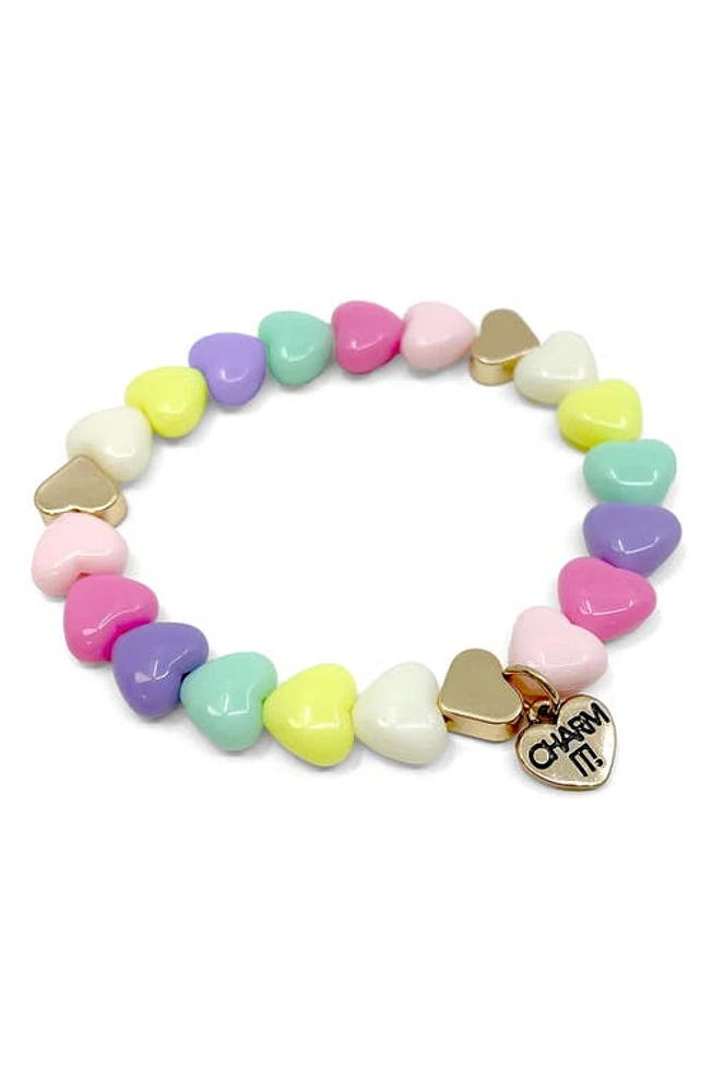 CHARM IT! Kids' Pastel Heart Bead Stretch Bracelet in Gold/Multi at Nordstrom