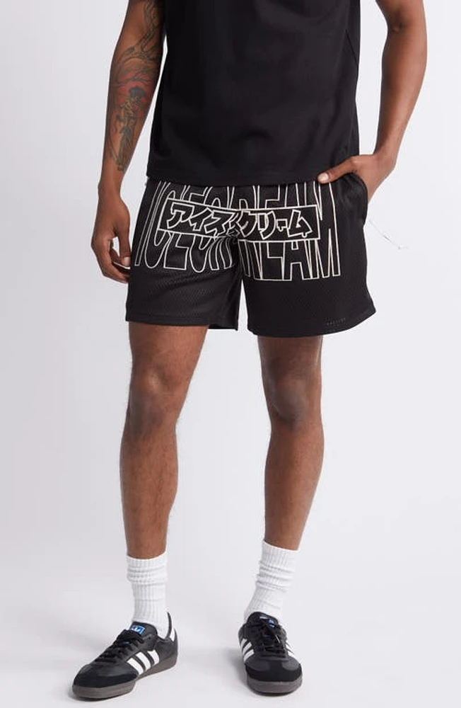 ICECREAM Katakana Reflective Mesh Shorts at Nordstrom,