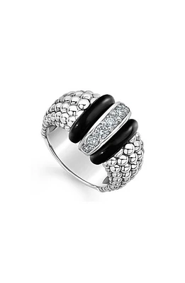 LAGOS Black Caviar Diamond Link Ring at Nordstrom