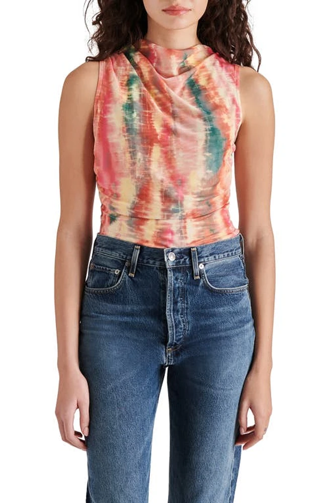 Steve Madden Dalia Cowl Neck Sleeveless Bodysuit Orange Multi at Nordstrom,