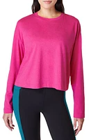 Sweaty Betty Essential Long Sleeve Organic Cotton Blend Crop T-Shirt Beet Pink at Nordstrom,