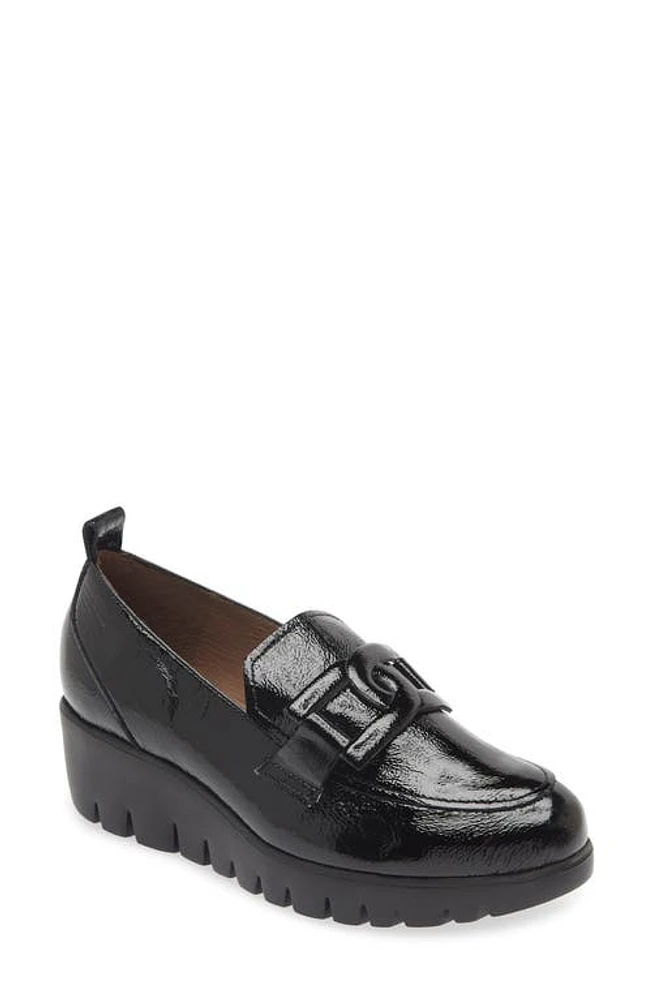 Wonders Lug Platform Wedge Loafer Textured Patent at Nordstrom,