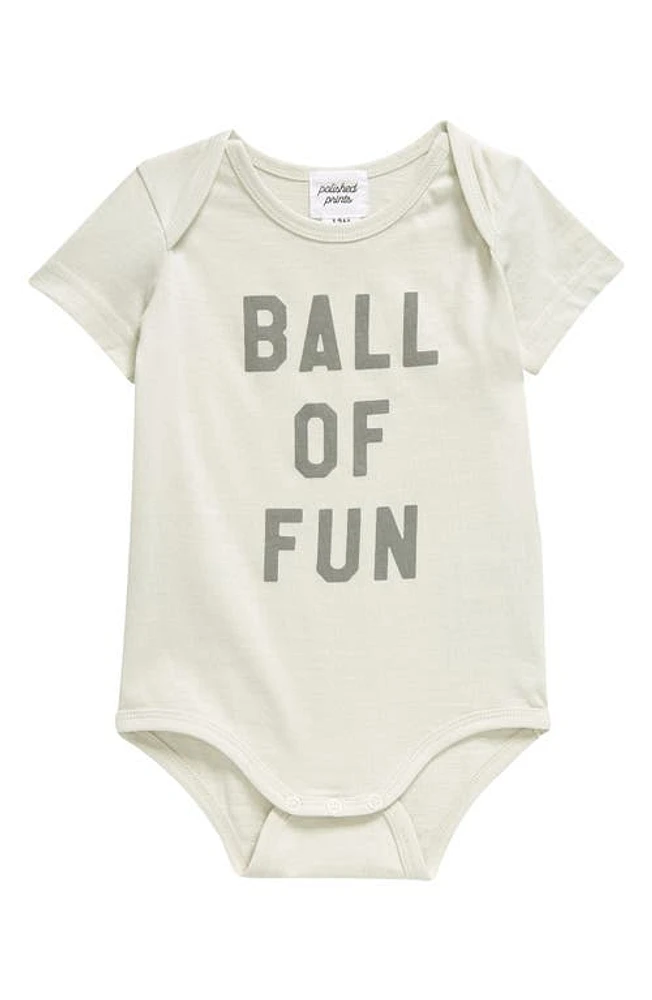 POLISHED PRINTS Ball of Fun Organic Cotton Bodysuit in Celadon Tint at Nordstrom, Size 18M