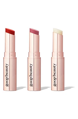 GOOP genes Clean Nourishing Lip Balm Trio in Tomato/Peony/Clear at Nordstrom