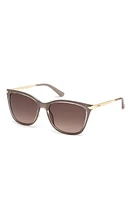 GUESS 56mm Cat Eye Sunglasses in Shiny Beige /Gradient Brown at Nordstrom