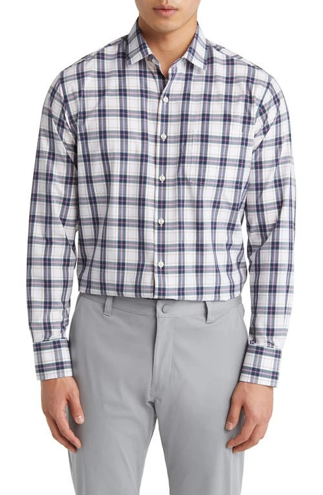 Peter Millar Randall Plaid Performance Poplin Shirt White at Nordstrom,