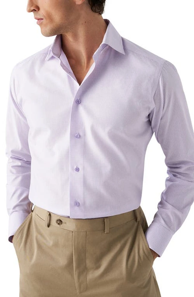 Eton Slim Fit Non-Iron Check Stretch Dress Shirt Lt/Pastel Purple at Nordstrom,