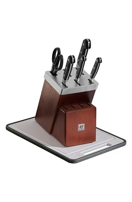 ZWILLING Pro 7-Piece Self-Sharpening Knife Block & Cutting Board Set in Brown at Nordstrom