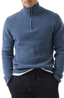 Rodd & Gunn Charlestown Quarter Zip Sweater in Stonewash at Nordstrom, Size Large