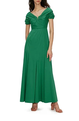 Diane von Furstenberg Laurie Portrait Neck Cotton Blend Maxi Dress Signature Green at Nordstrom,