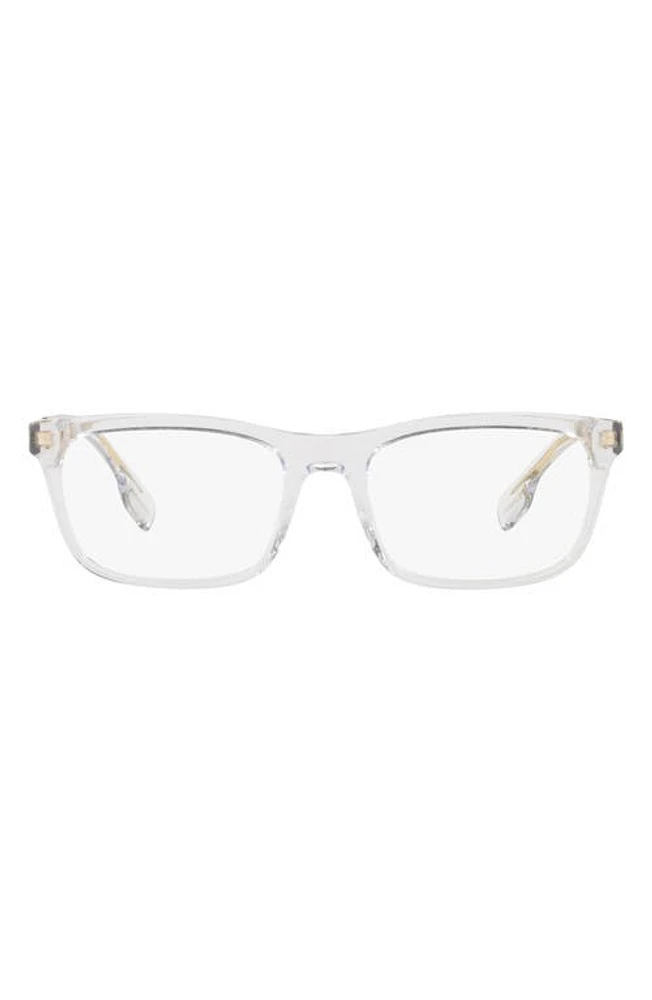 burberry 55mm Icon Stripe Detail Square Optical Glasses in Clear Beige at Nordstrom