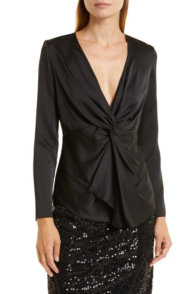 Donna Karan New York Twist Front Blouse Black at Nordstrom,