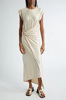 Rabanne Cap Sleeve Satin Midi Dress Nude at Nordstrom, Us