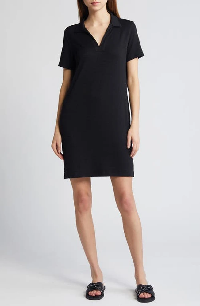 rag & bone The Knit Polo Minidress Black at Nordstrom,