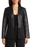 KOBI HALPERIN Wanda Eyelet Detail Mixed Media Faux Leather Jacket in Black at Nordstrom, Size Small