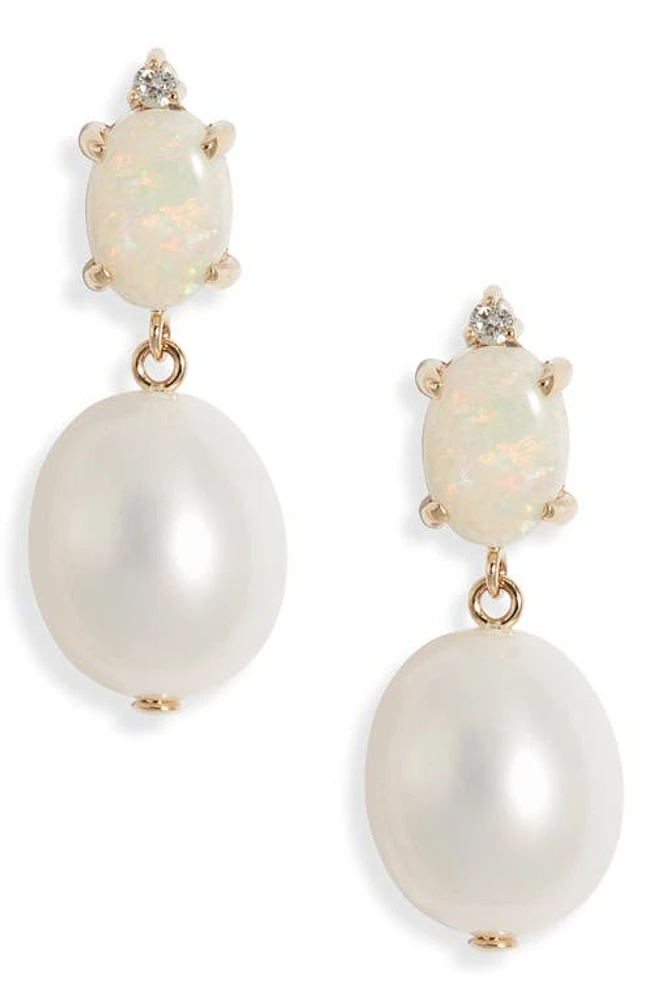 Poppy Finch Diamond Cultured Pearl & Opal Drop Earrings in Gold at Nordstrom