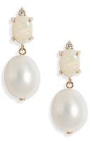 Poppy Finch Diamond Cultured Pearl & Opal Drop Earrings in Gold at Nordstrom