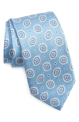 David Donahue Geometric Medallion Silk Tie in Sky at Nordstrom