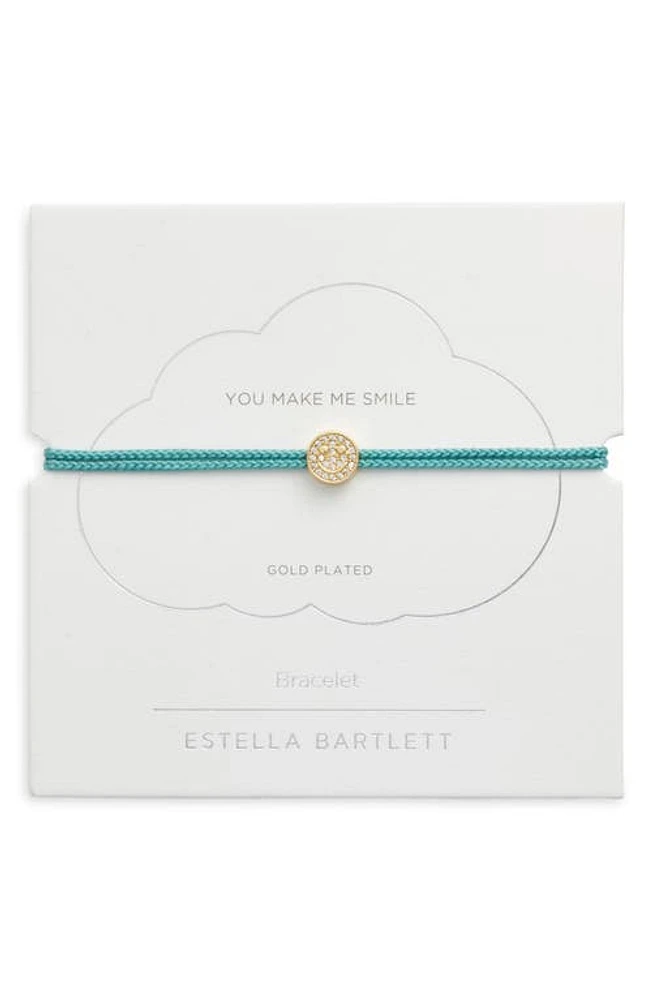 Estella Bartlett Pavé Smiley Face Slider Bracelet in Gold at Nordstrom