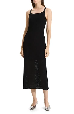 Theory Square Neck Midi Sweater Dress Black at Nordstrom,