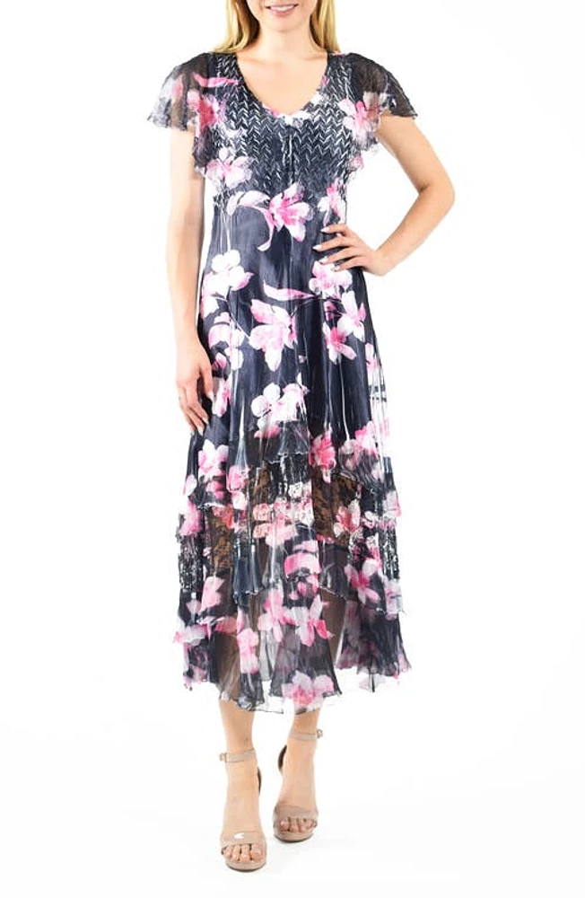 Komarov Floral Flutter Sleeve Cocktail Dress Ina Flower at Nordstrom,